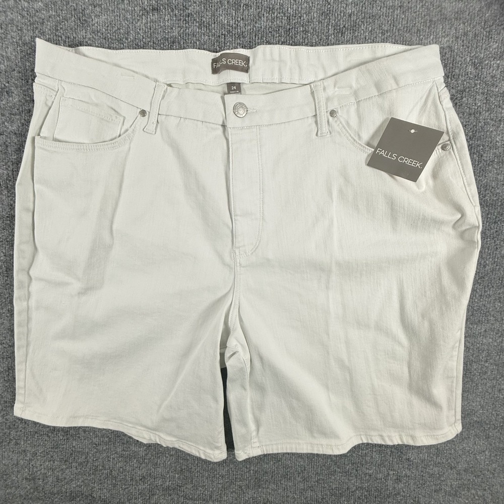 Falls Creek Shorts Womens 24 High Rise Casual 5 Pocket Stretch Denim Summer